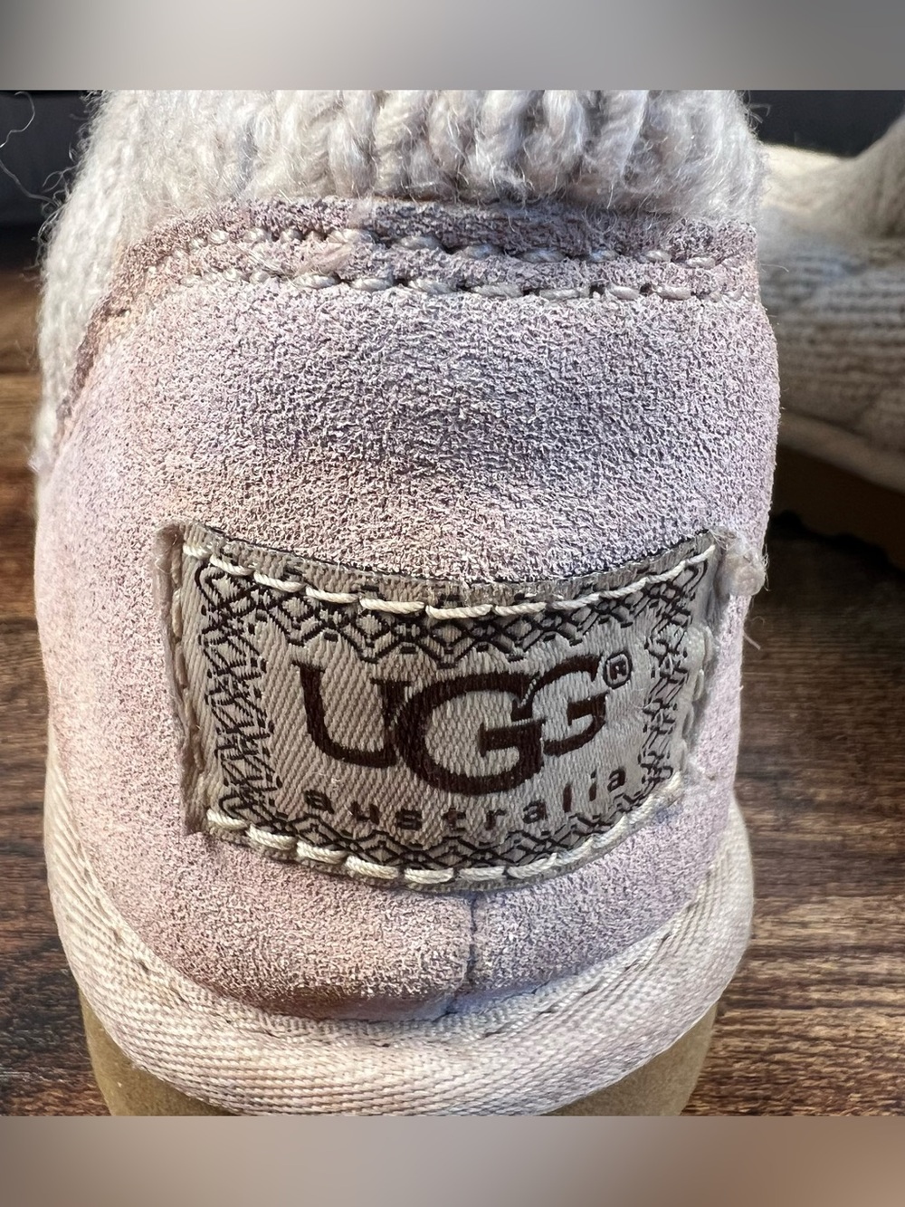 Ugg Boots Mountain Quilted Beige Short Boot Knit Button Side Women's 7 - Picture 8 of 11